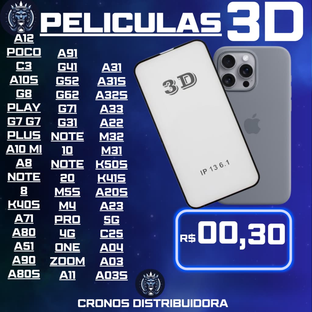 Kit Lote 100 Películas 3D 5D 9D Variadas De Alta Qualidade, Mais de 40 Modelos Disponíveis!!!!