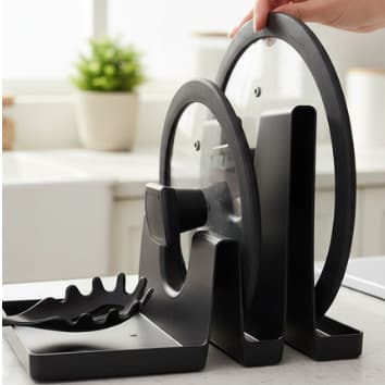 Descanso para Tampa de Panela com Suporte Apoio de Colhe Plástico  Marca Lyor