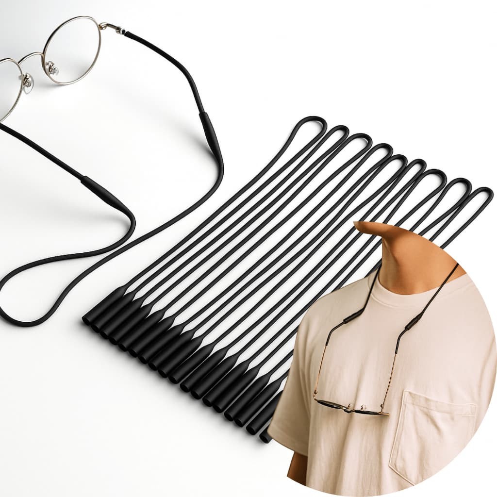 Cordão prendedor de óculos em silicone cordinha anti queda para óculos de grau / sol / leitura