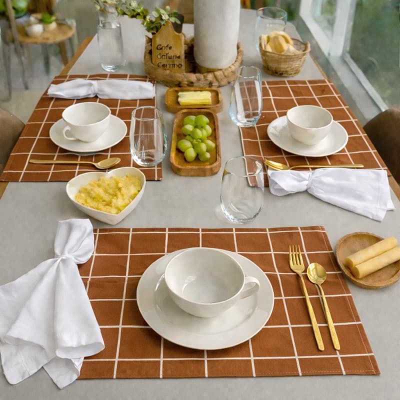 Kit 12 Jogos Americanos Preto / Bege/ Rosa 100% Algodão Quadriculado Decoração Mesa Posta Cozinha