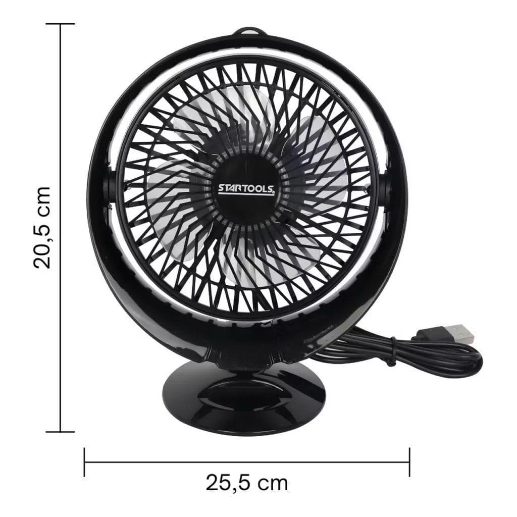 Ventilador Portatil Mesa USB Resistente Silencioso Preto Compacto diametro 18 cm