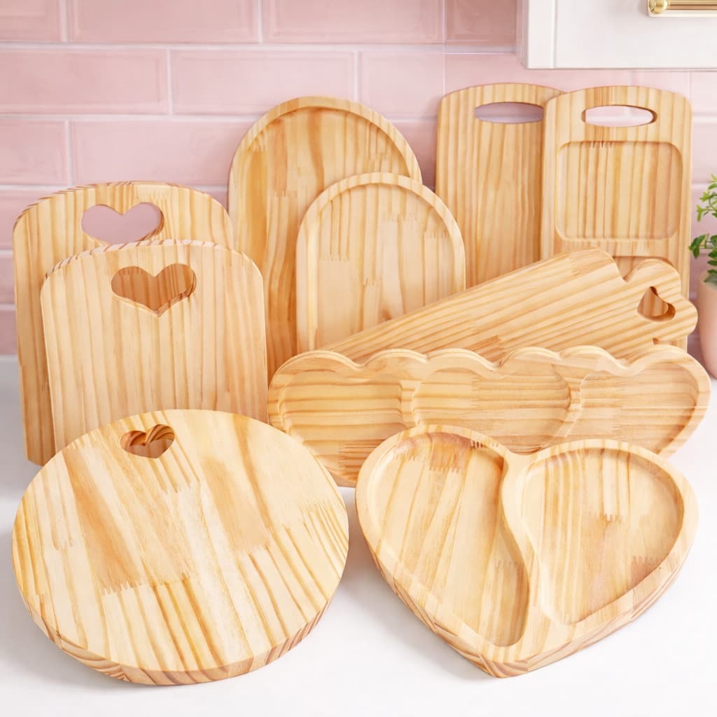 Tábua de Frios + Petisqueira de Madeira para Servir - KIT Mesa Posta