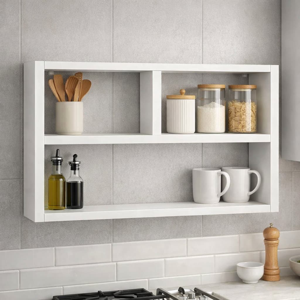 Nicho Para Banheiro Com Divisoria Suporte  MDF Branco, Preto, Cinza,  Montado