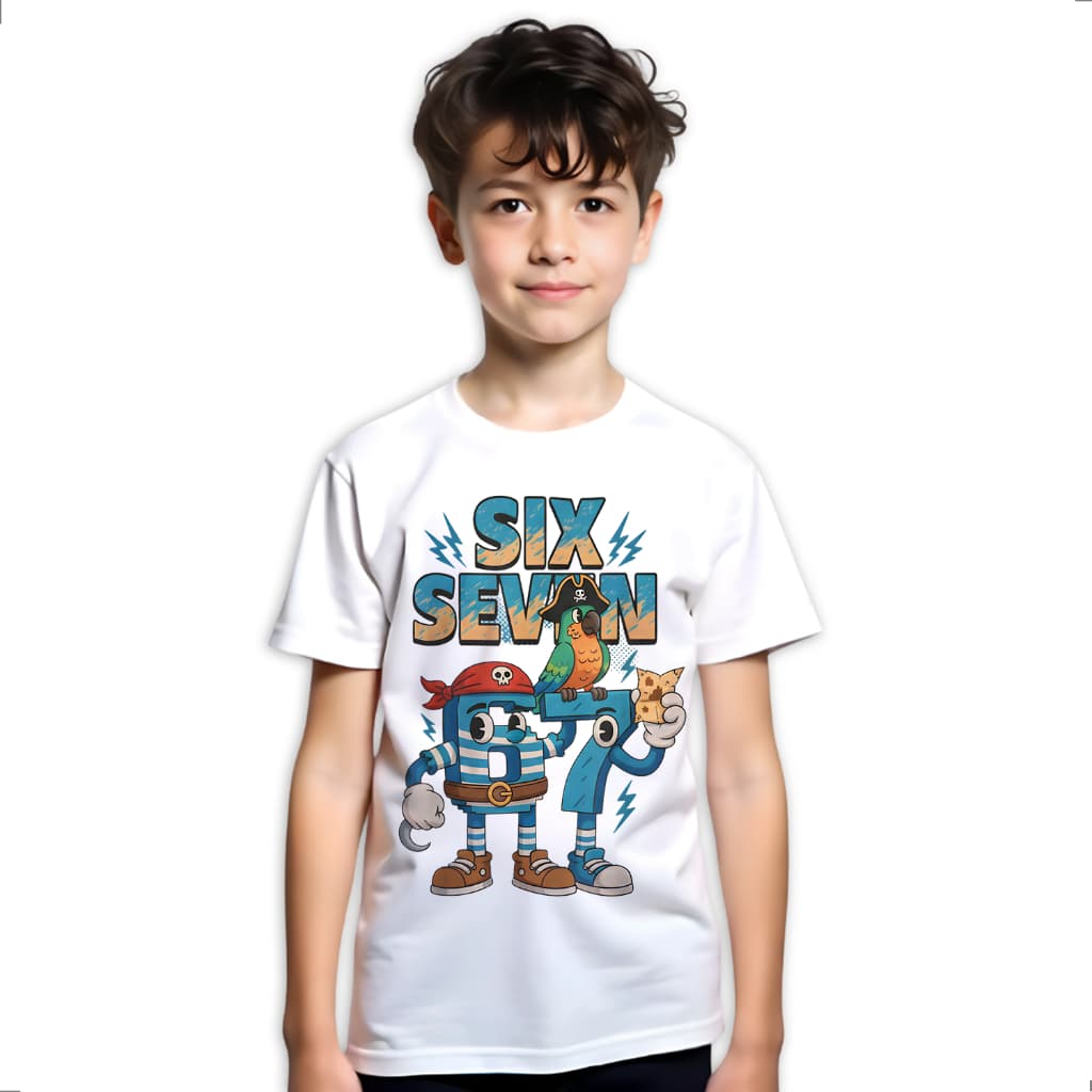 Camiseta Infantil Six Seven 67 Meme Brainrot Steal Roube 676