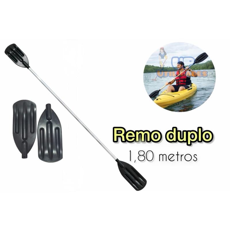 REMO DUPLO PARA CAIAQUES - BARCOS - STAND-UP  COM CABO EM ALUMÍNIO(1,80 metros completo)
