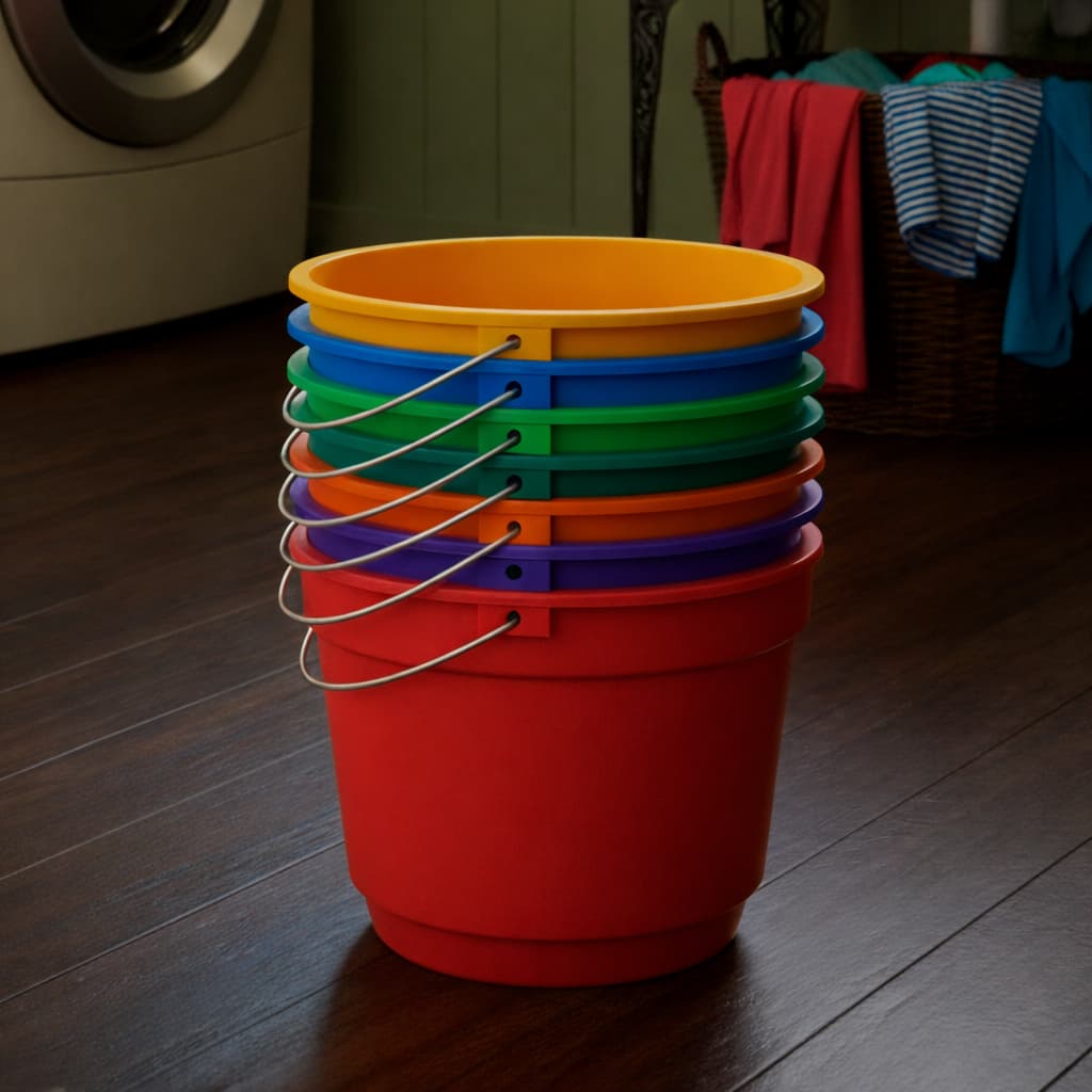 Conjunto de Balde 8L Plástico Resistente Com Alça Metalica Reforçada Para Limpezas Pesadas