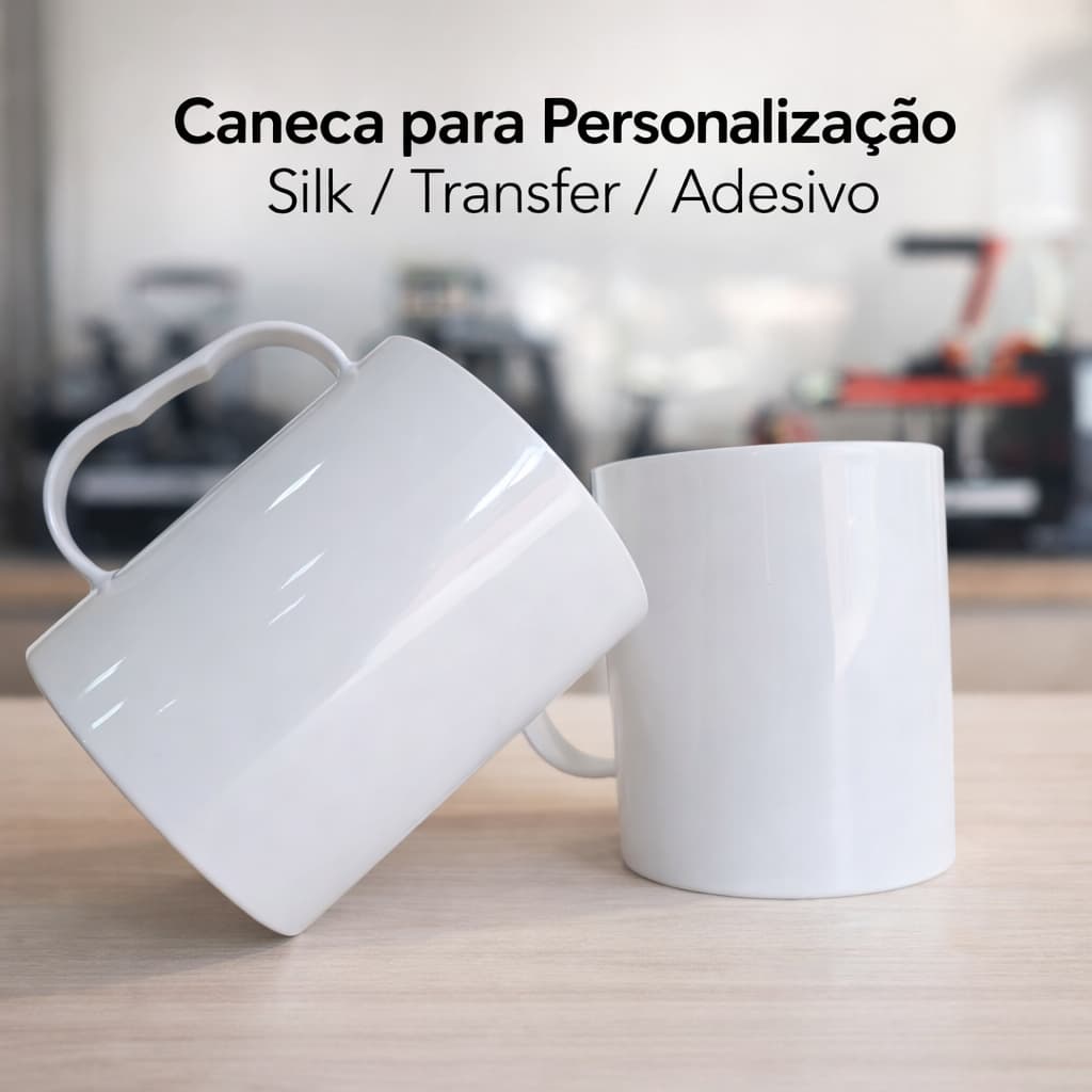 KIT C/100 CANECAS BRANCAS PARA PERSONALIZAÇÃO (SILK/ADESIVO/TRANSFER) 400ML PLÁSTICO PP RESISTENTE