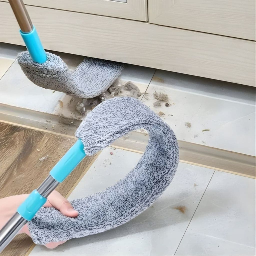 Espanador Retrátil Flexível com Cabo Extensível em Aço Inox e Microfibra Limpeza Tira Pó Janela