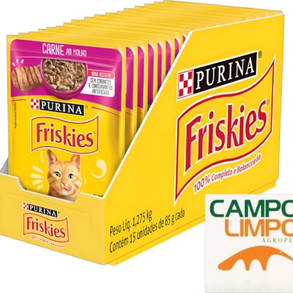Sachê Friskies Carne ao Molho 85g - Caixa c/15 Unidades