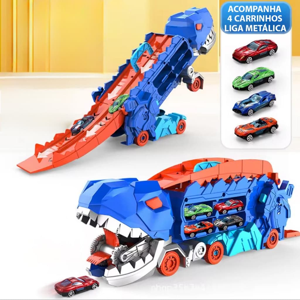 Caminhão Dinossauro T-Rex Ultimate Cegonha Pista Carrinho Maleta