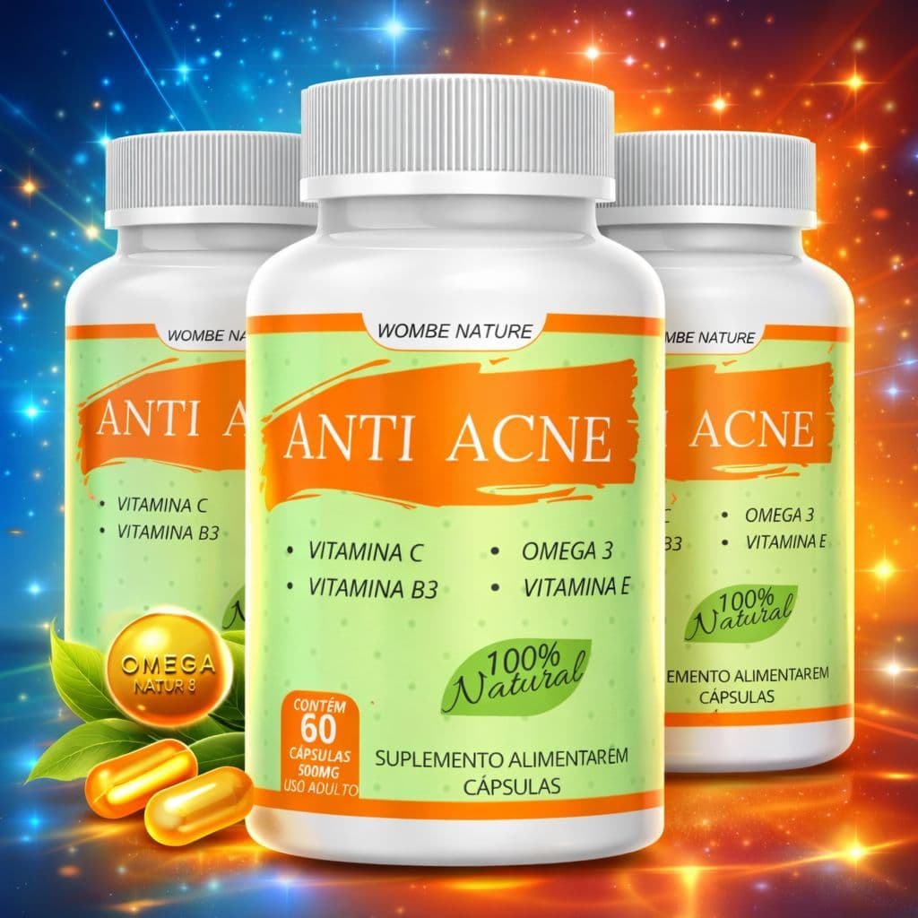Kit 3 Anti Acne | Oleosidade, Cravos e Espinhas + Vitaminas - 180 Cápsulas -Envio imediato