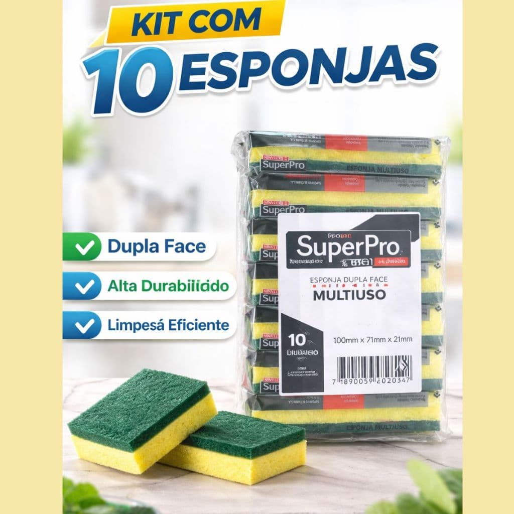 Kit 10 Esponjas de Lavar Louça Bucha de Pia Multiuso Bettanin Dupla Face Limpa Facil Cozinha Suja