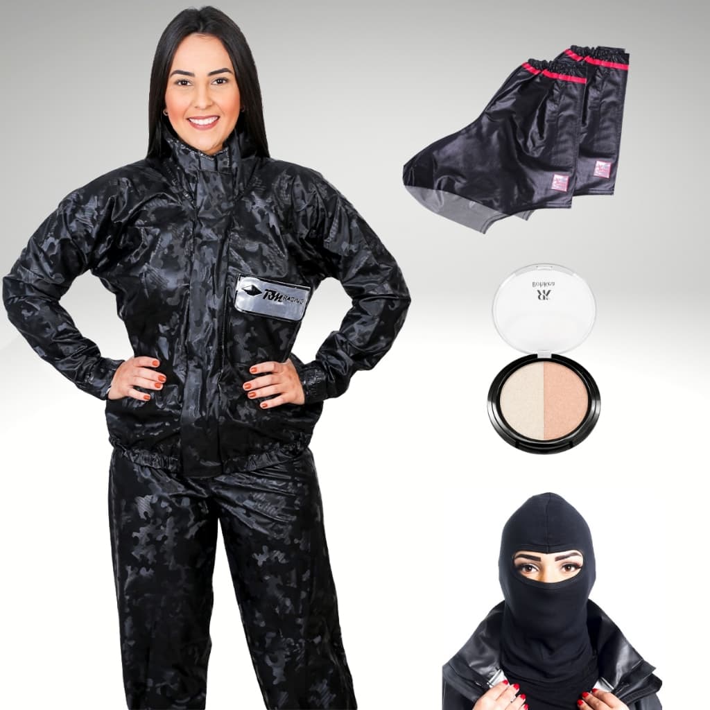 Kit chuva completo capa conjunto feminina impermeavel bota galochas e touca proteção