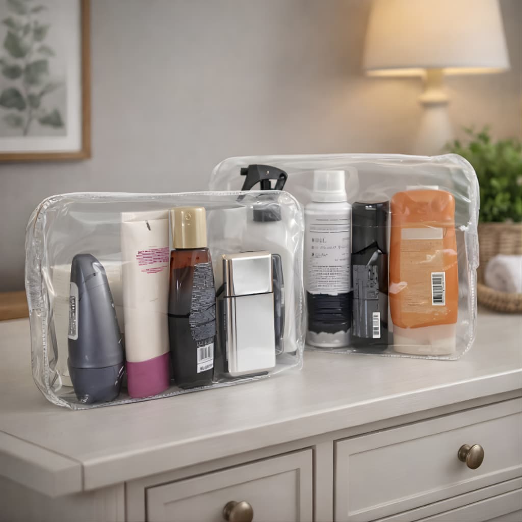 Kit 4 Necessaire Pvc Transparente (2 Tam P + 2 Tam M)