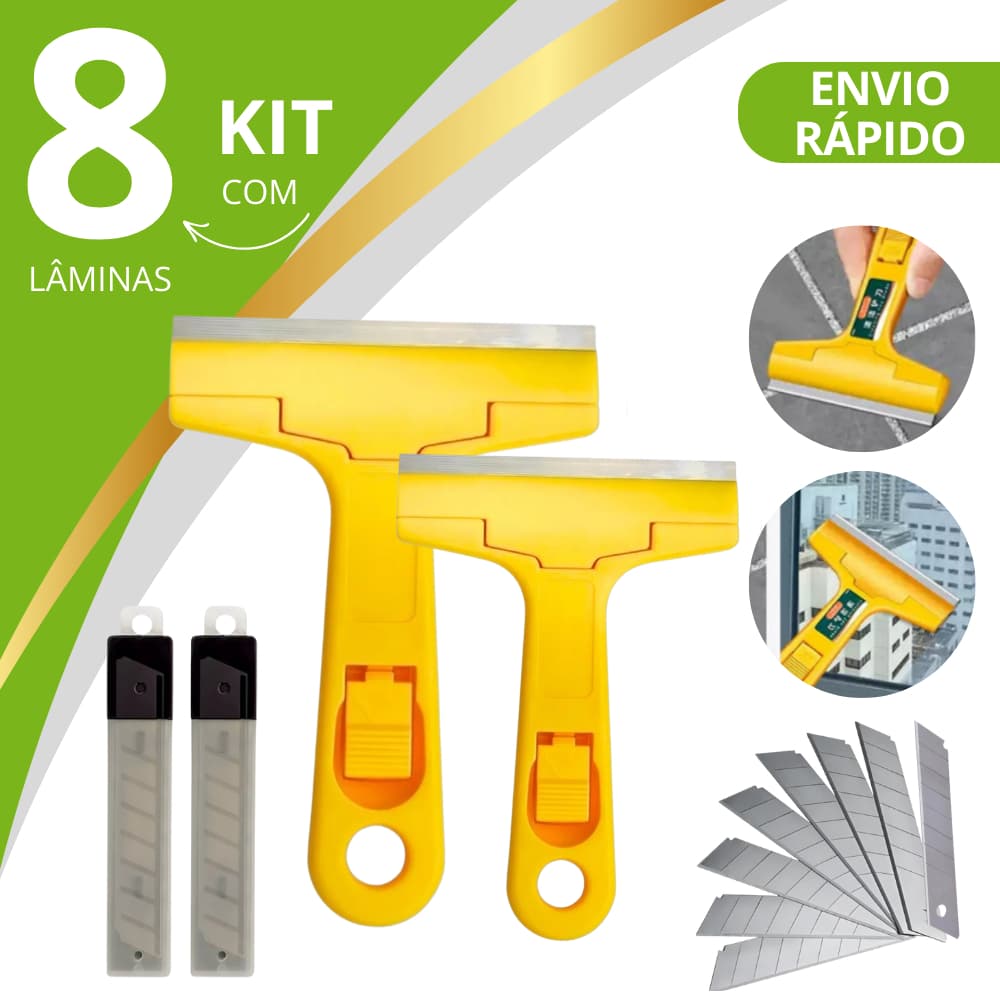 Kit 2 Raspadores Multiuso com Lâmina Raspador Estilete Vidro Chão Piso Cerâmica Azulejo