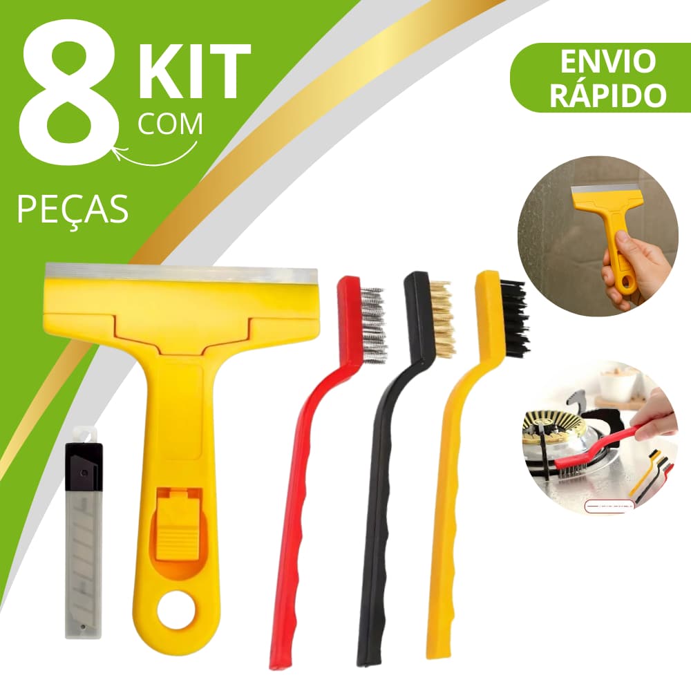 Kit 3 UN escova de aco para limpeza Multiuso forno grelha fogão Aço Latão Nylon + Raspador para limpar Box Piso Vidro
