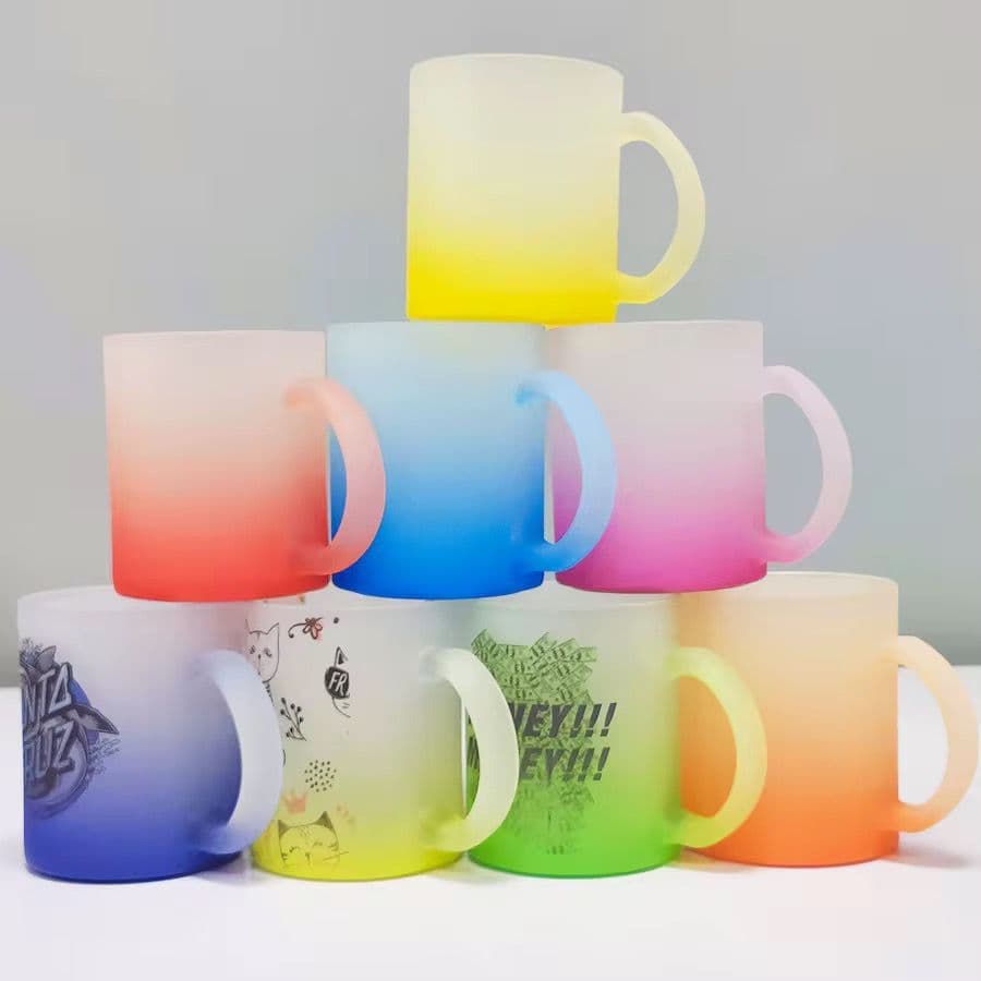 Xícara Caneca Vidro para Sublimação Cores Sortidas 350ml
