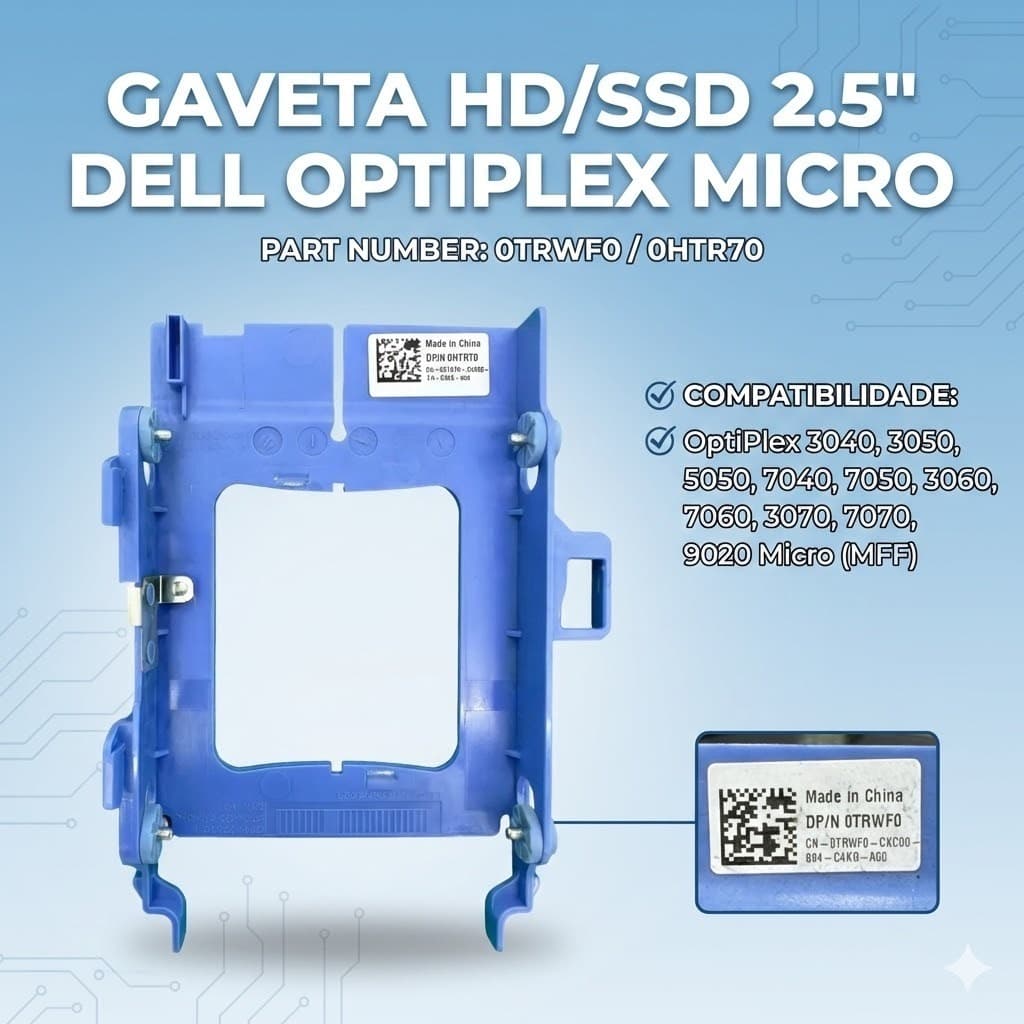 Gaveta Case Dell Mini Optiplex 3080 3090 Micro 2.5" SSD HD 0TRWF0 / 0HTR70