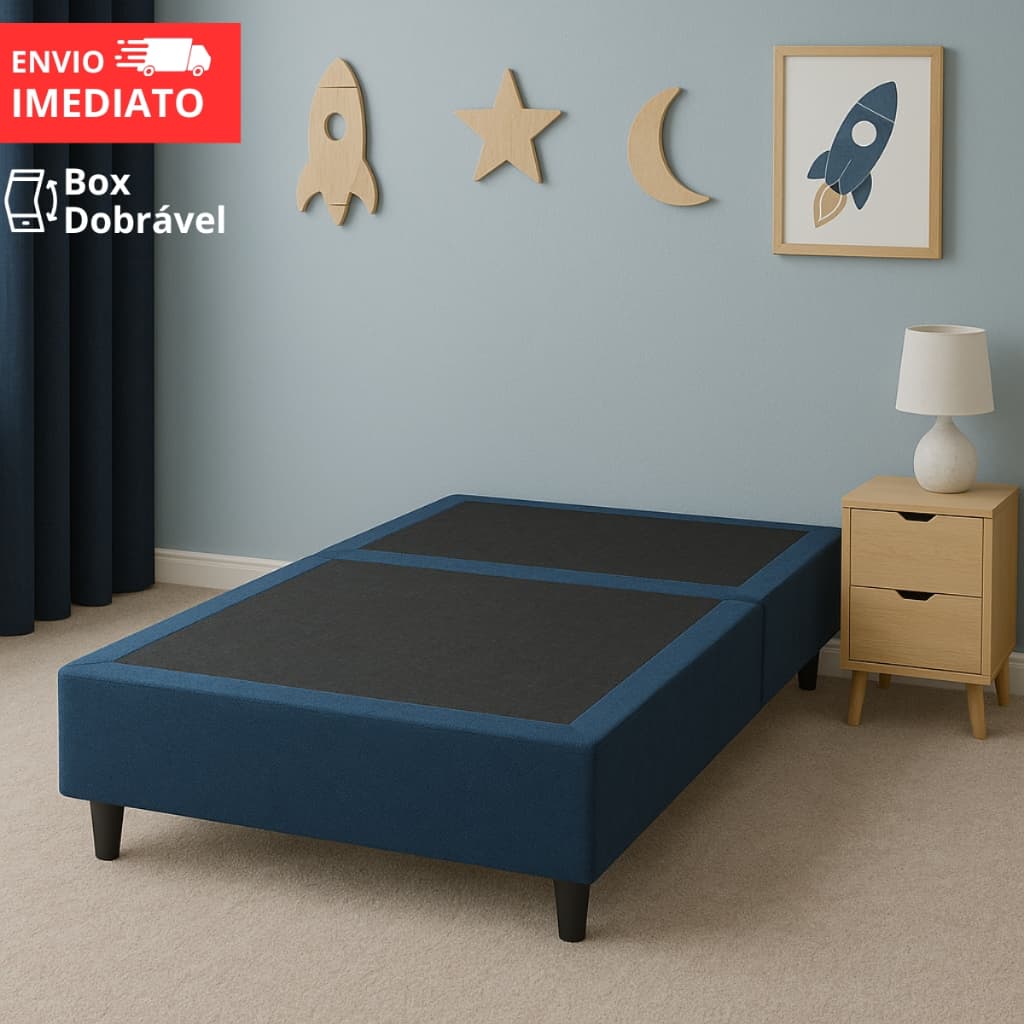 Cama Infantil Base Box Colchao Infantil Menino Menina Dobravel Desmontavel 188x88 Suede Crianca