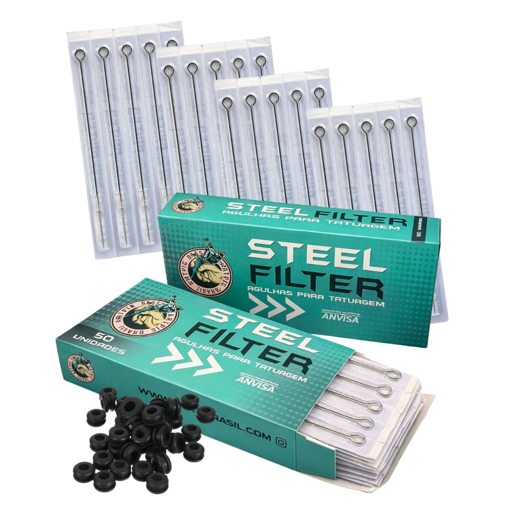 Caixa De Agulha Para Tatuagem Hastes Rl Traço 25un + Grommet
