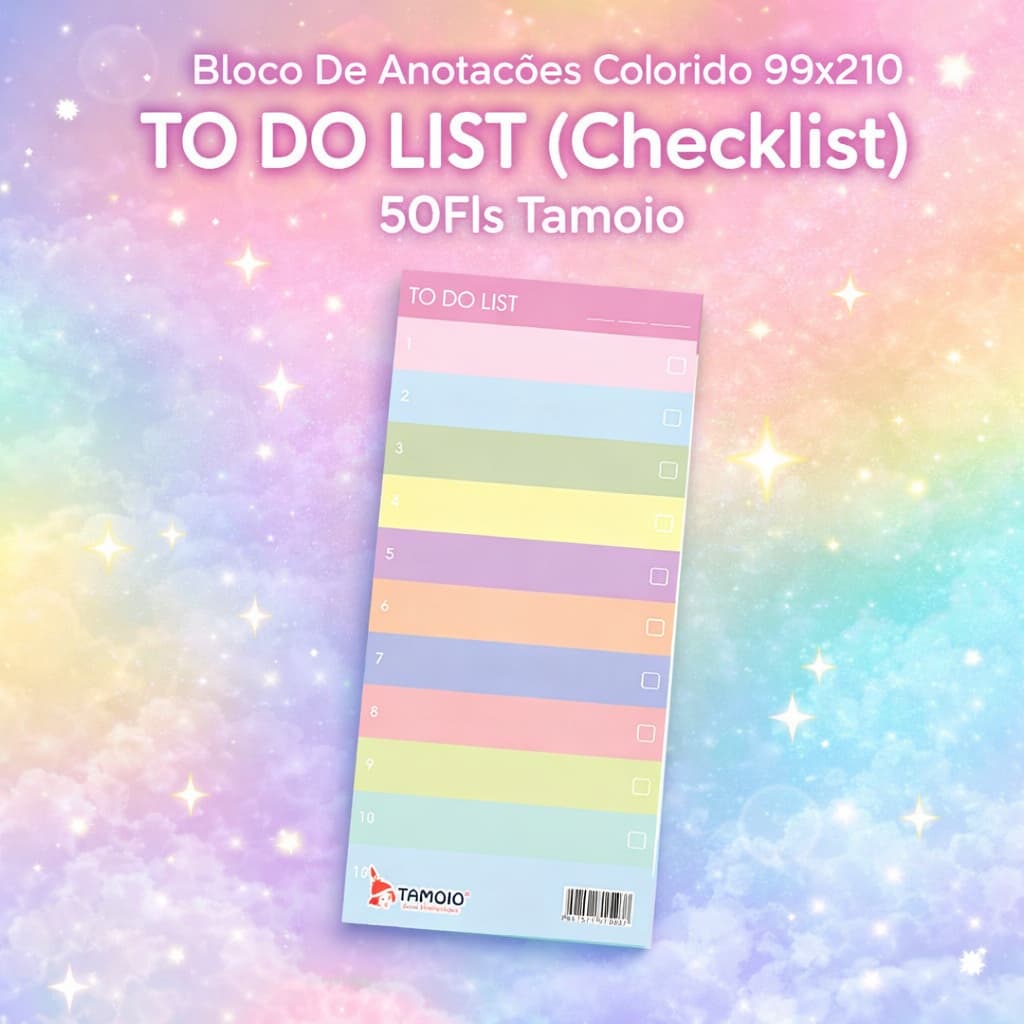 Bloco De Anotações Colorido To Do List ( Checklist) 50Fls  99x210 Tamoio
