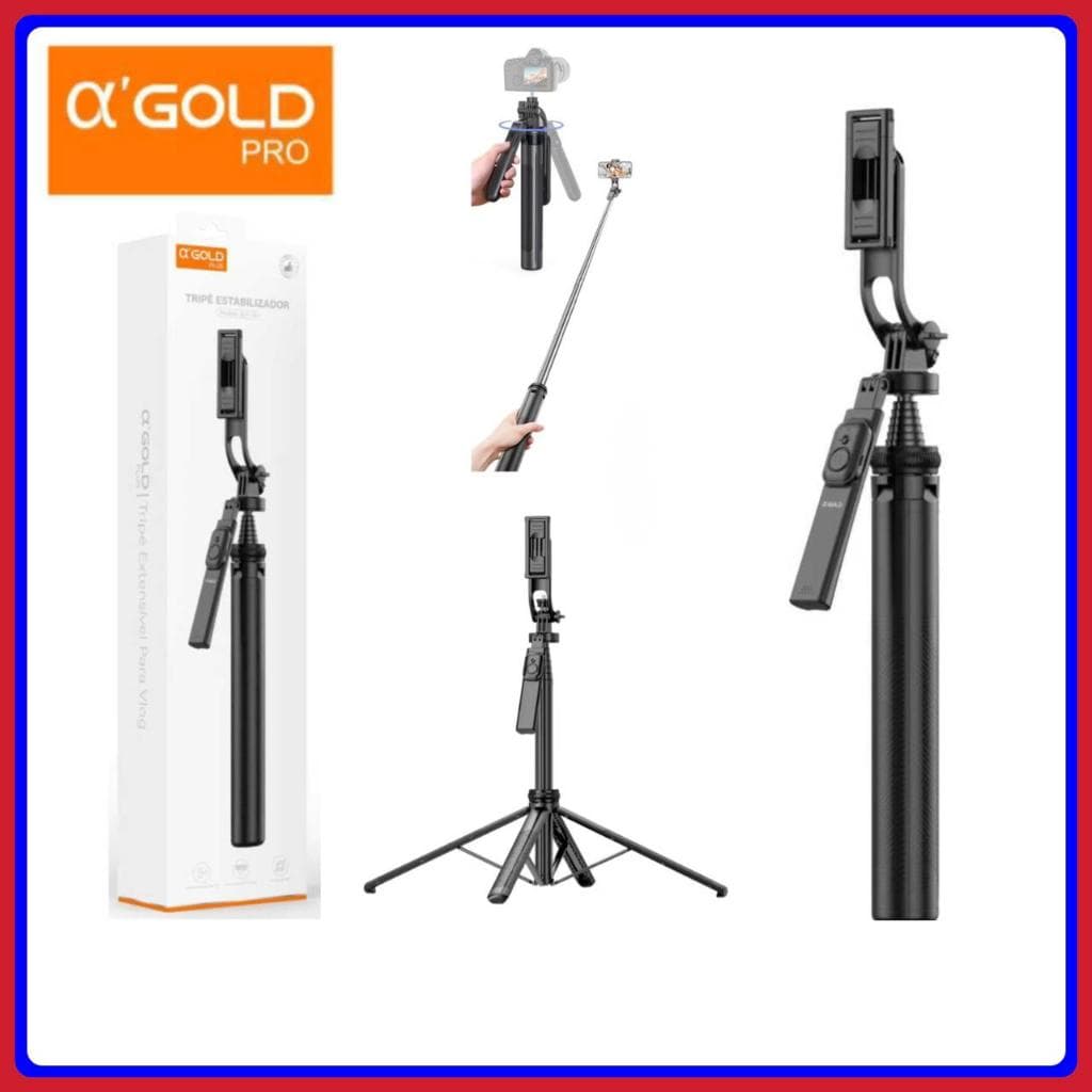 Tripe Selfie 180CM Pau de Selfie Com Controle Remoto Bluetooth 5.2 original A’Gold
