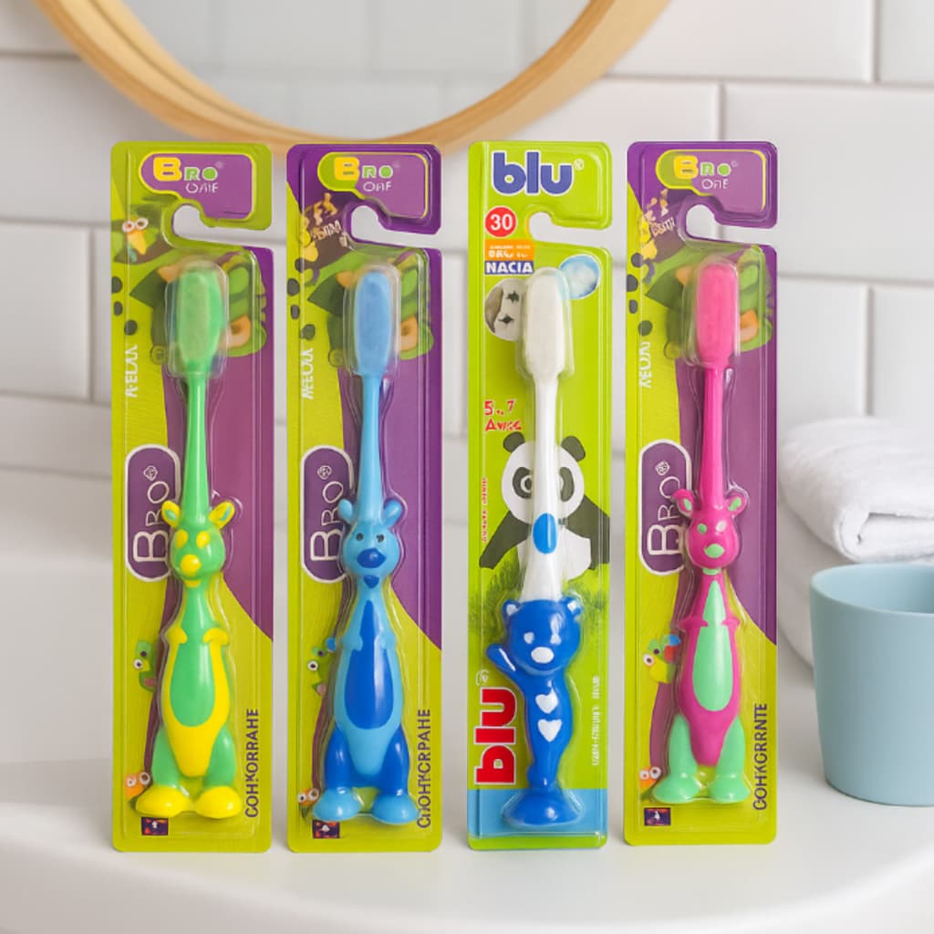 Kit Escova De Dente Dental Infantil Macia Para Bebê Desenhada Sortidas Higiene Bucal- Kit Com até 12