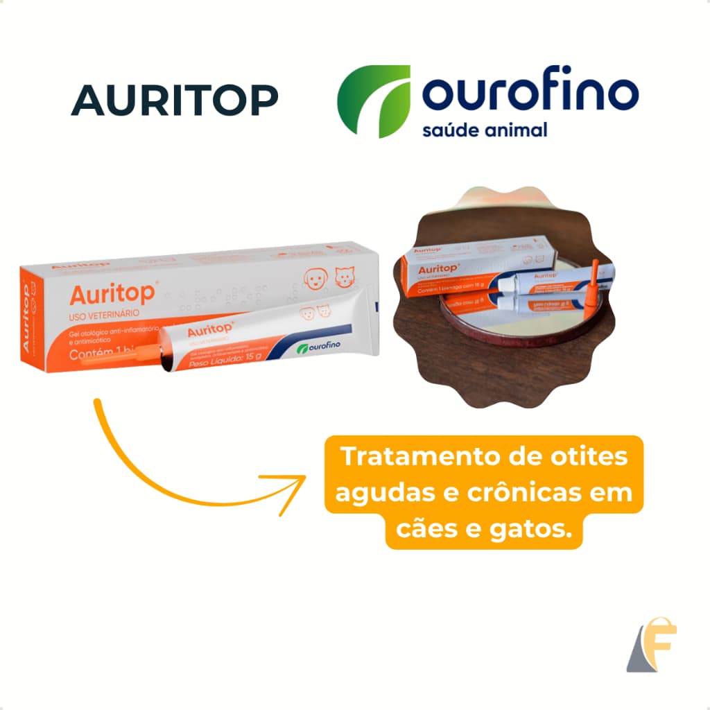 Auritop 15ml Gel Para Otites Cães Gatos Ourofino