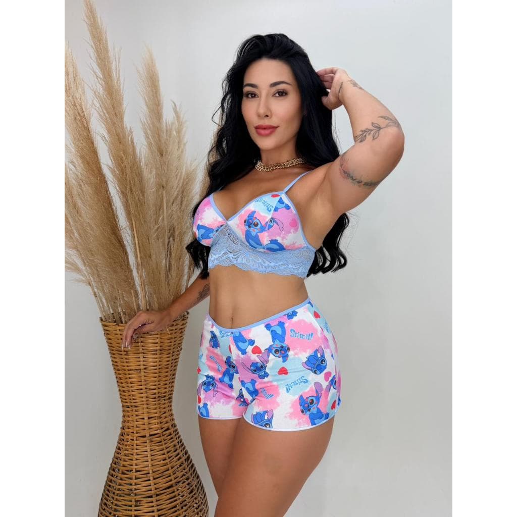 Top Doll Cropped Sensual Desenho Animado Baby Doll Suede