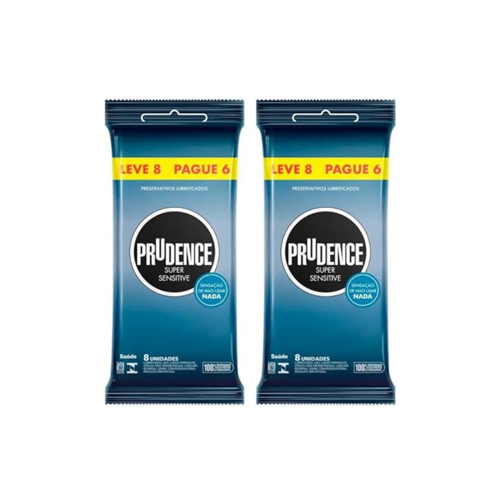 2 Preservativo Prudence Camisinha Lubrificado Super Sensitive Sensação de Não Usar Nada 16 Unidades