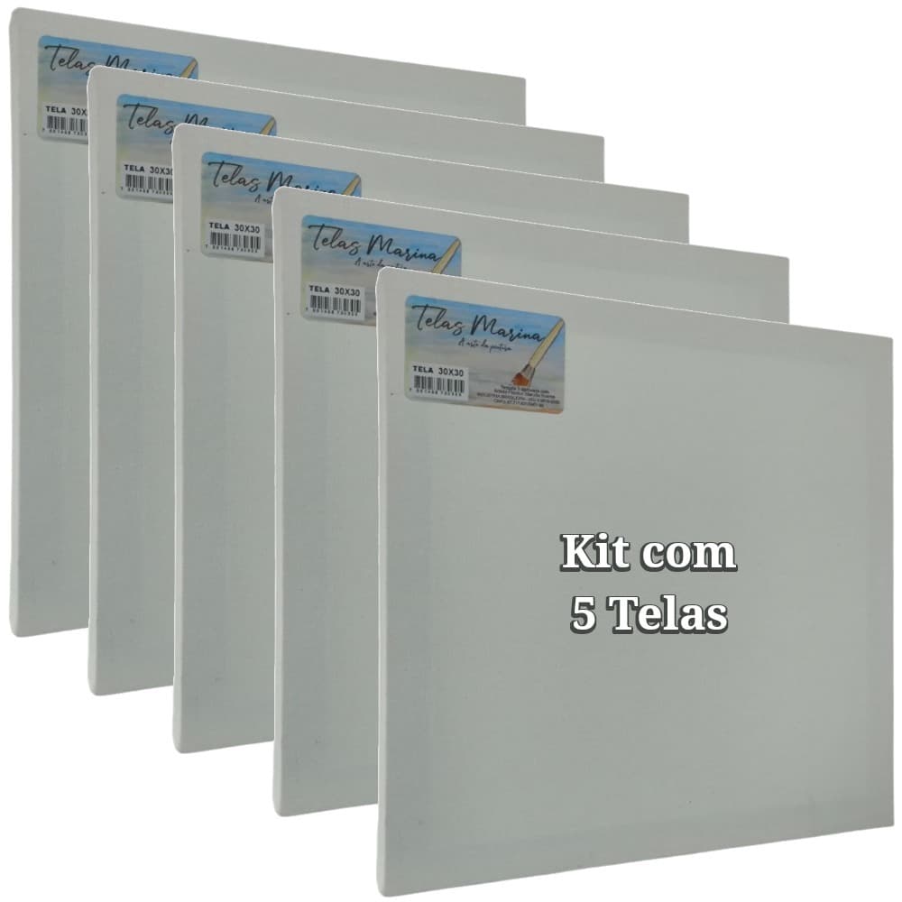 Tela de Pintura 30x30 (1, 2 ou 5 Und.) Algodão Guache Óleo Acrílica Artesanato Escolar