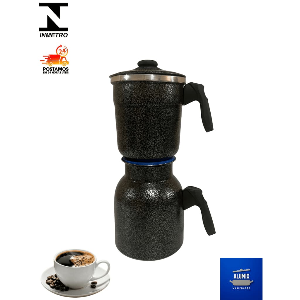 Cafeteira Italiana 1,5L em Alumínio Polido ou Craqueado | Café Pronto Rápido