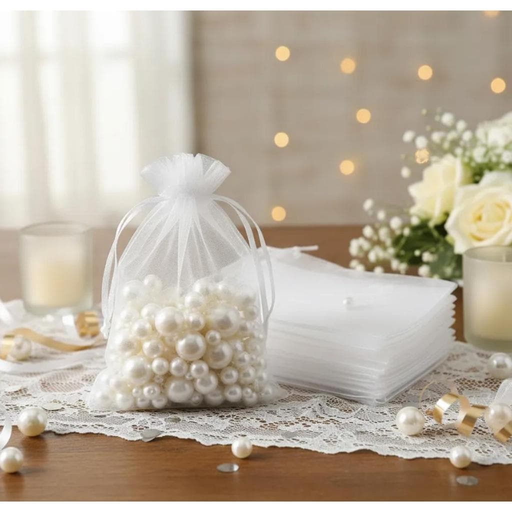 Kit 100 Saquinho Organza 7x9  Saco Tule Lembrancinha  Brinde Festa Aniversário Casamento Decoração