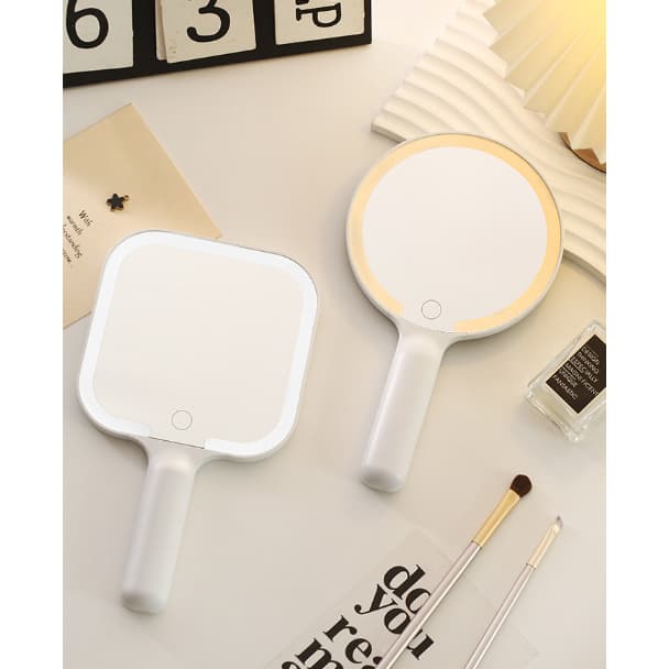 Espelho de mão com 3 Led recarregável tpey-c  para maquiagem