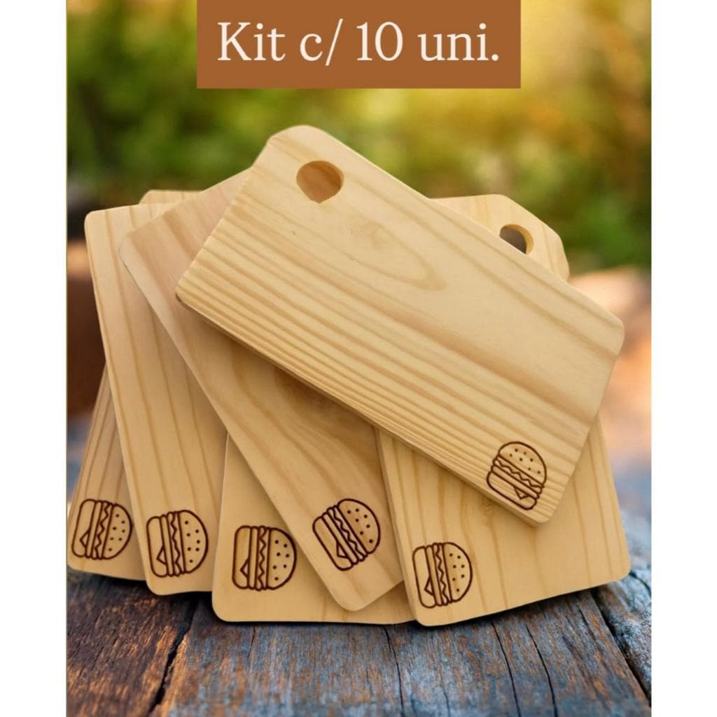 Tábua de Sanduíche, Kit com 10 unidades, Madeira, Personalizado  (LEIAM A DESCRIÇÃO)