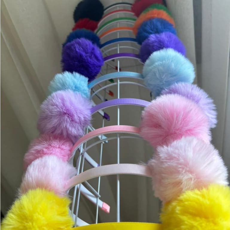 Tiara pompom arquinho maria clara jp floflor estilosa rosa preto vermelho pink infantil menina