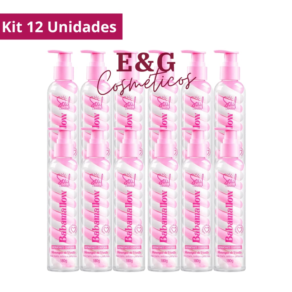 Kit 12 Hidratante Corporal Babamallow Merengue de Vanilla 180g Soul Cosméticos
