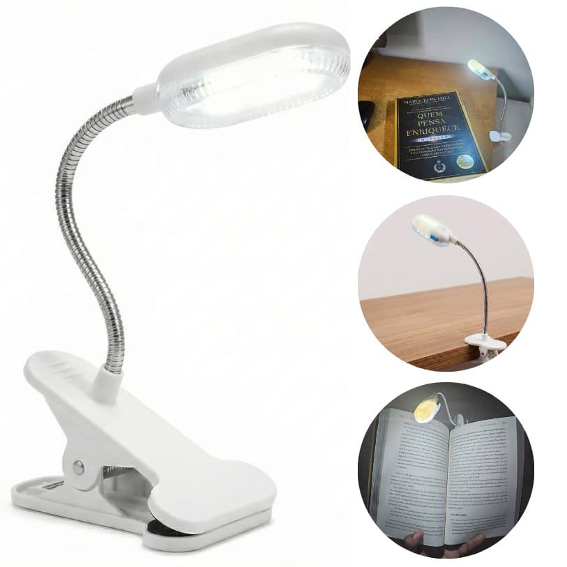 Kit 1/2/3/4 Luminária De Mesa (Mini) Led Flexível 360° Articulada Para Leitura Lâmpada de leitura de LED.