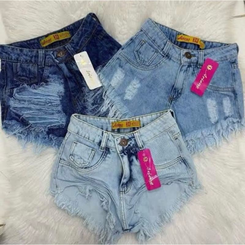 Kit 03 Shorts Jeans Cintura Alta