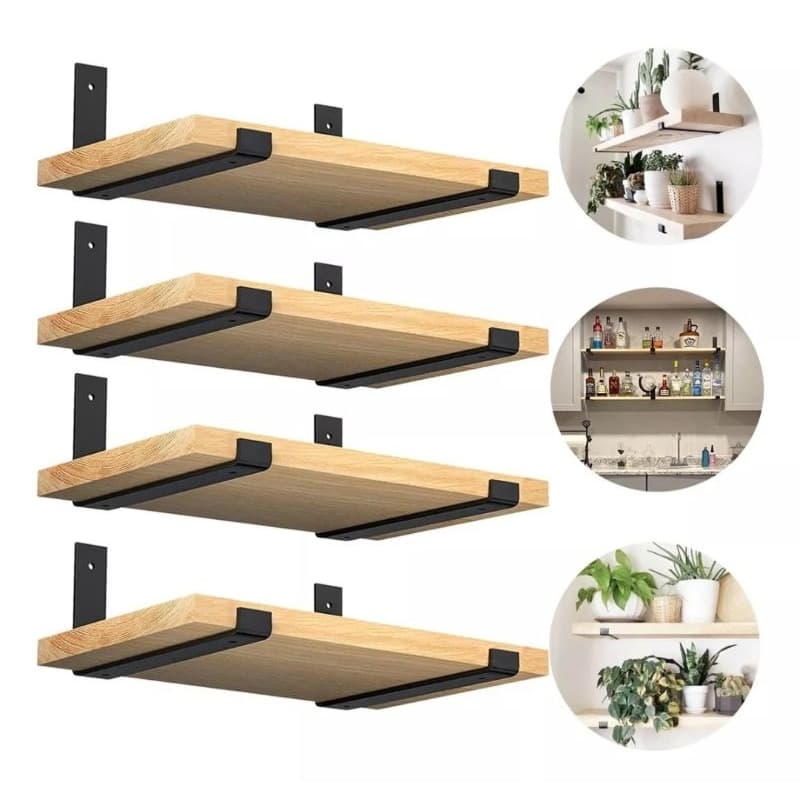 6 Prateleira reforçada em madeira natural e envelhecida