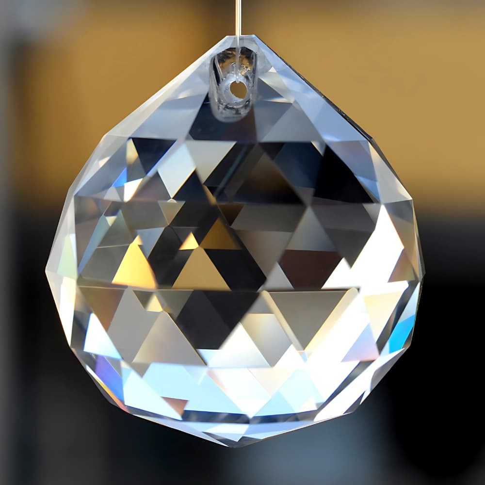 Bolinha Bola Esfera Multifacetada Cristal Transparente K9 5cm 45mm Feng Shui Energia