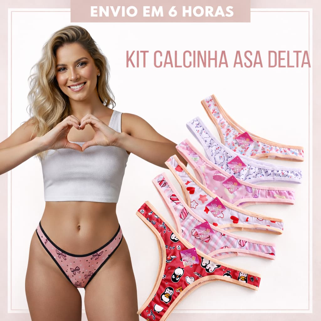 Kit Calcinha Algodão Asa Delta Básica Calcinhas Cotton Lingerie  Feminina.  100% Algodão