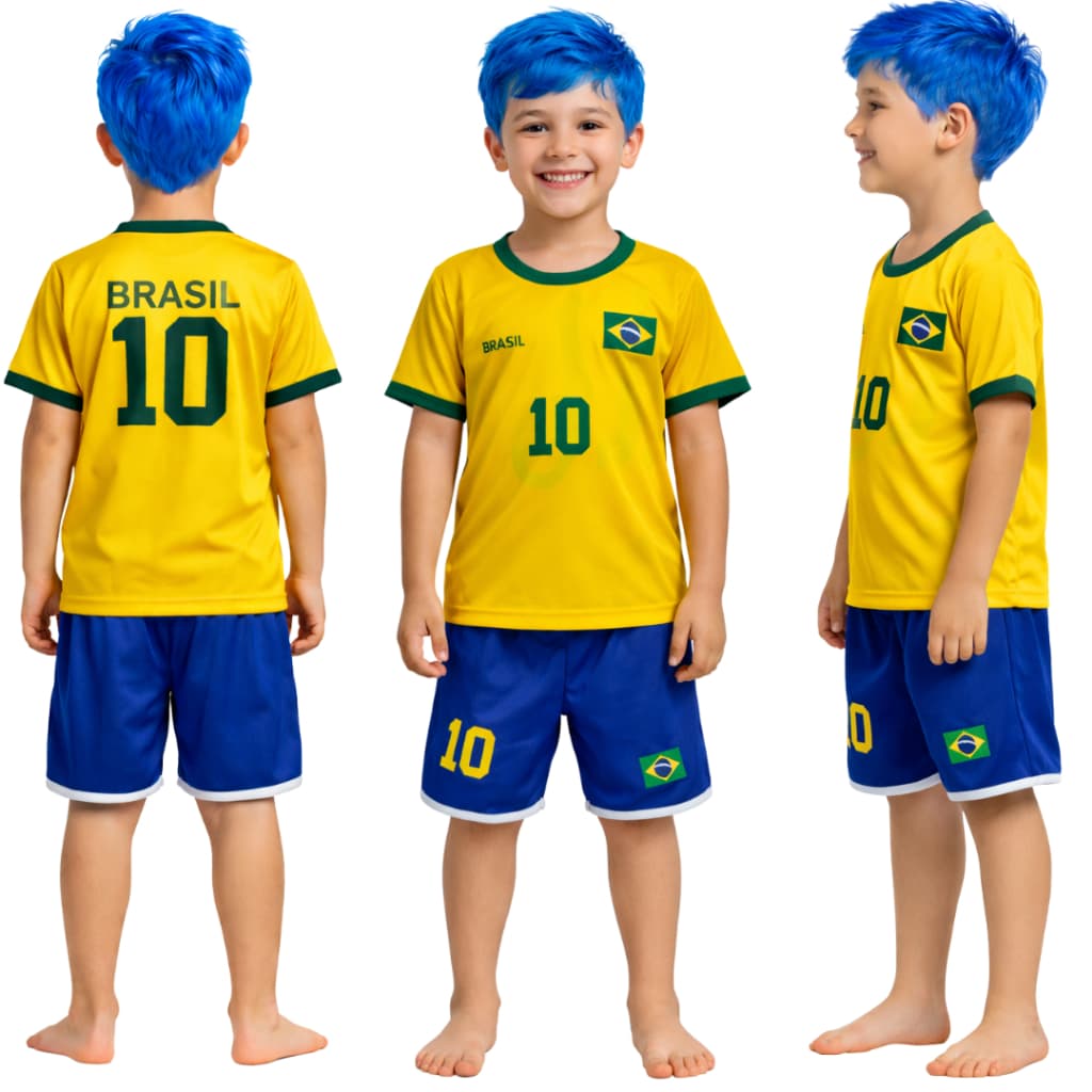 Conjunto Infantil do Brasil - Camiseta Infantil do Brasil + Bermuda Infantil do Brasil