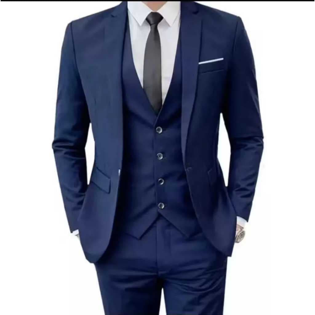 Terno Masculino  - corte Italiano - Oxford Euro Completo Azul Marinho Grosso - Gramatura 180'  (Paleto+calça+colete)2026