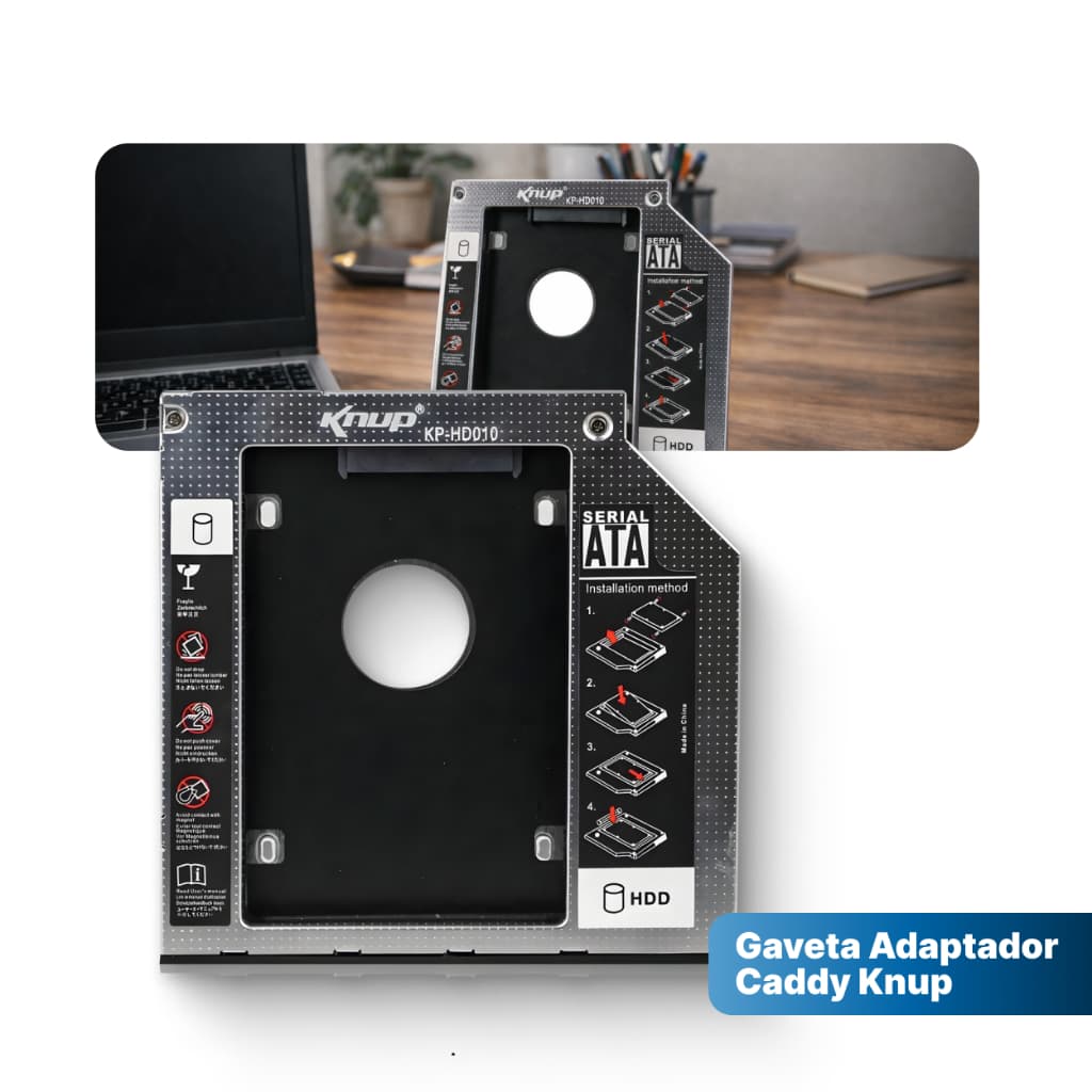 Adaptador Caddy 9,5mm HD/SSD Para Notebook 2,5" SATA - Alumínio