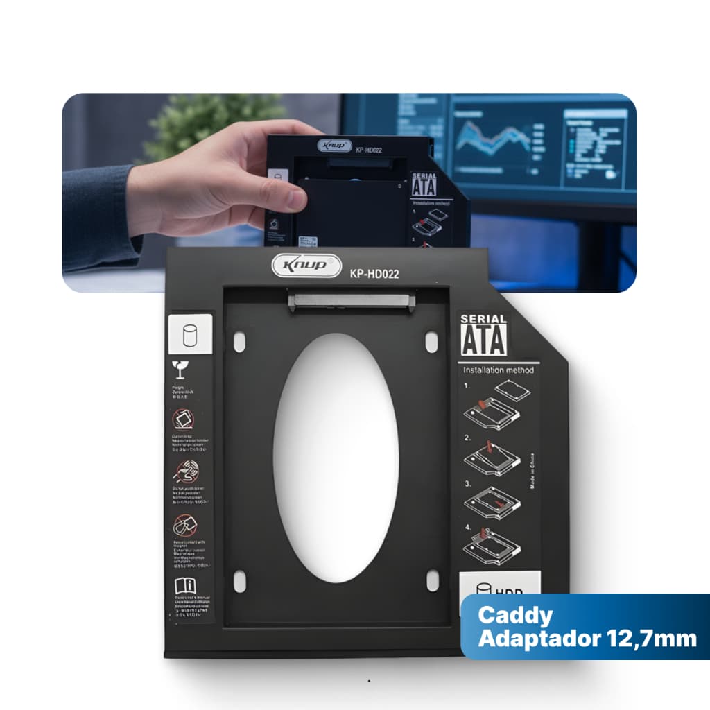Adaptador Caddy 12,7mm HD/SSD Para Notebook 2,5" SATA