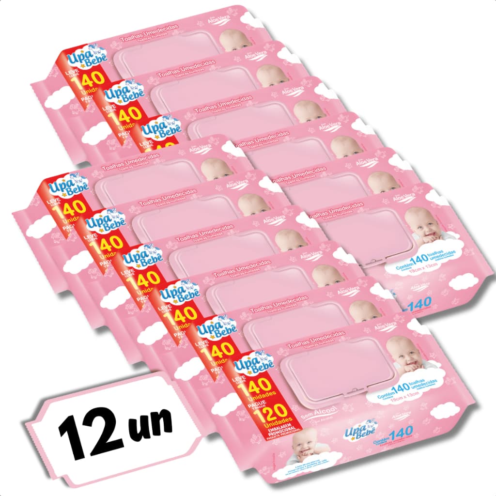 Caixa Lenços Umedecidos Upa Bebê 1680 Unidades com Tampa Flip Top 12x140