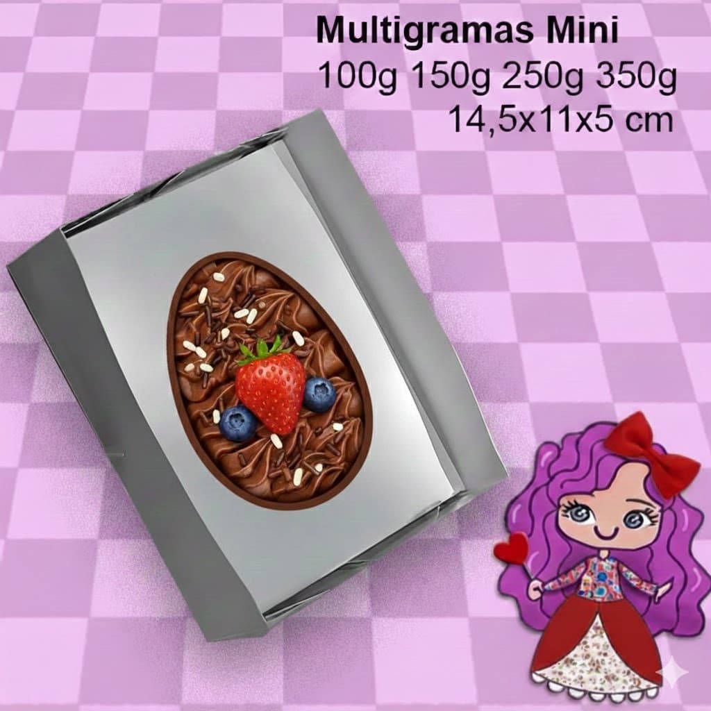 Embalagem Multigramas  com suporte para ovo 100/150/250g em papel Branco - 14,5x11x5 cm - Pacote com 10 unidades