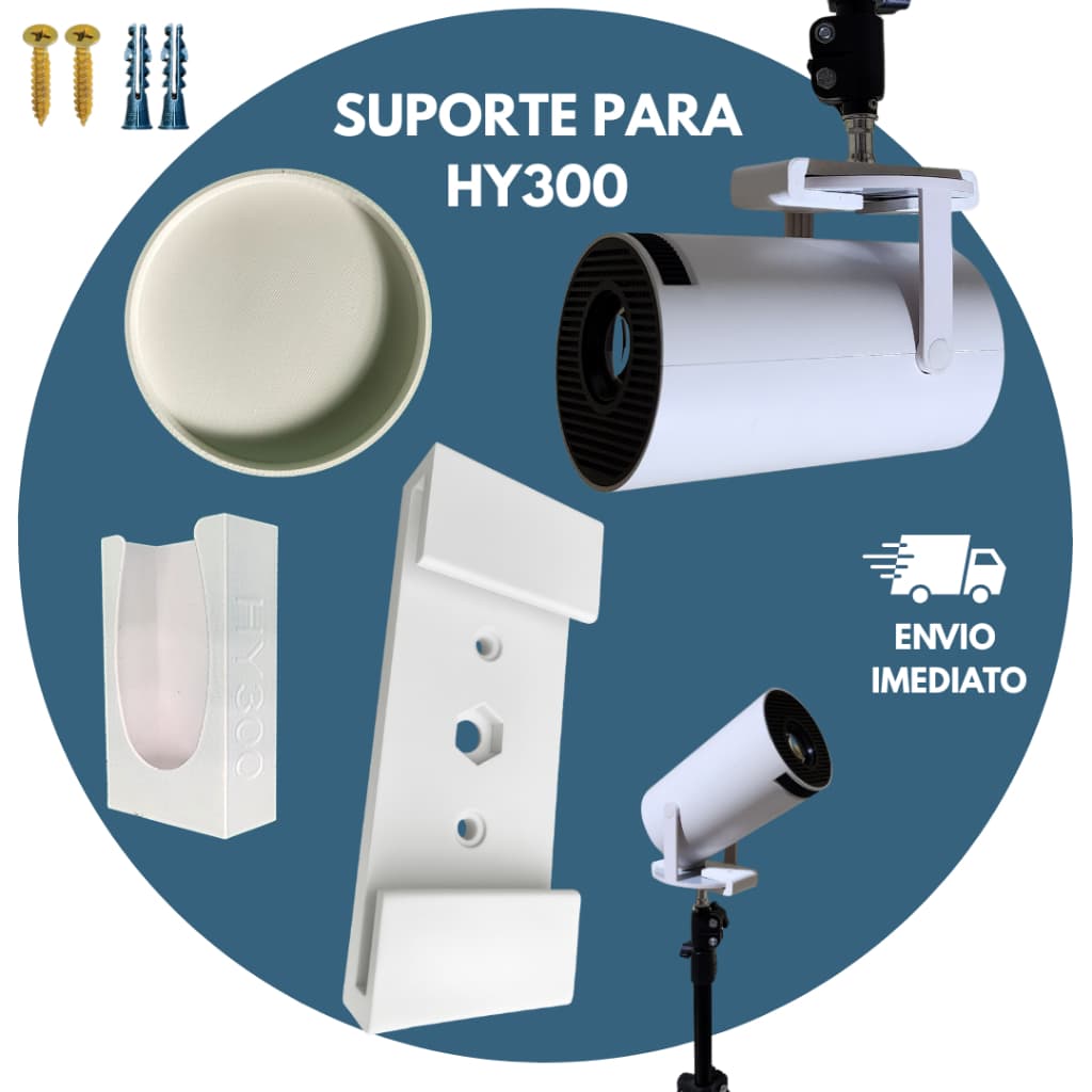 Kit Completo p/ Projetor HY300 Fullcam – Com Suportes e Tampa de Lente - pronto para instalar