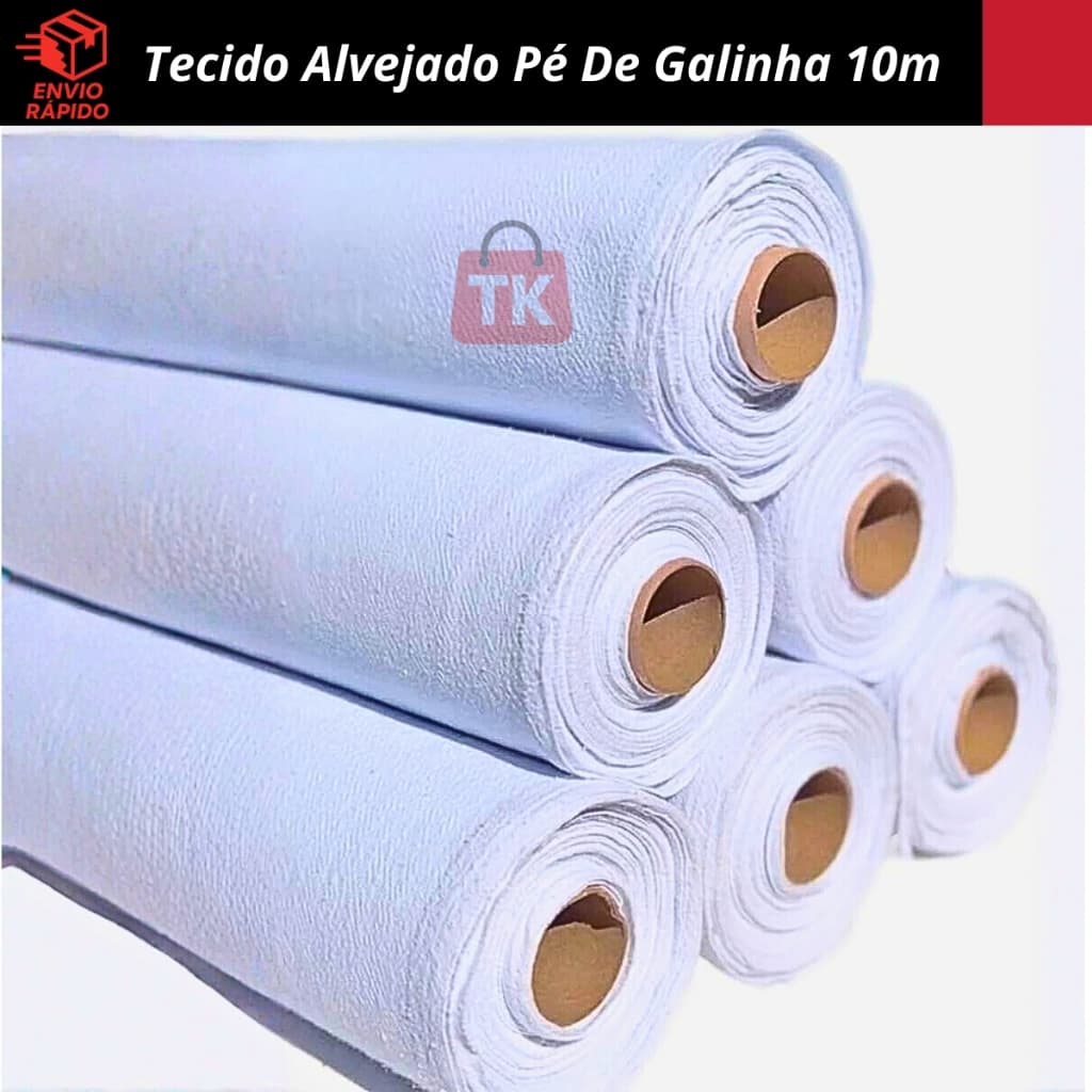 Tecido Alvejado Pé De Galinha Pano De Prato Guardanapo, Rolo com 10 Metros